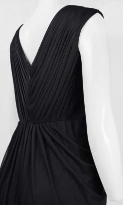 Adrianna Papell - 08G905560 Ruched Bateau Embellished Long Dress - 1 Pc INK In Size 12 Available