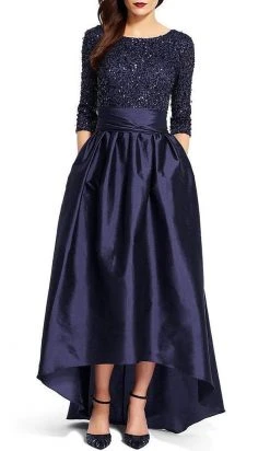 Adrianna Papell - 091919630 Sequined High Low Bow Gown Formal Gowns