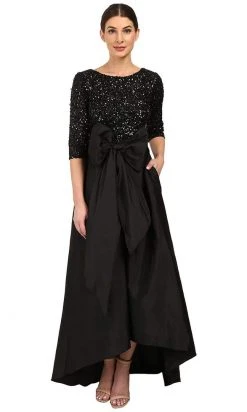 Adrianna Papell - 091919630 Sequined High Low Bow Gown Formal Gowns