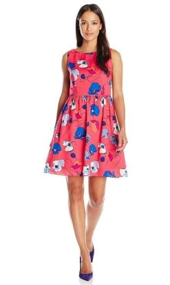 Cocktail Dresses Adrianna Papell - 11252420 Floral Printed Bateau A-line Dress