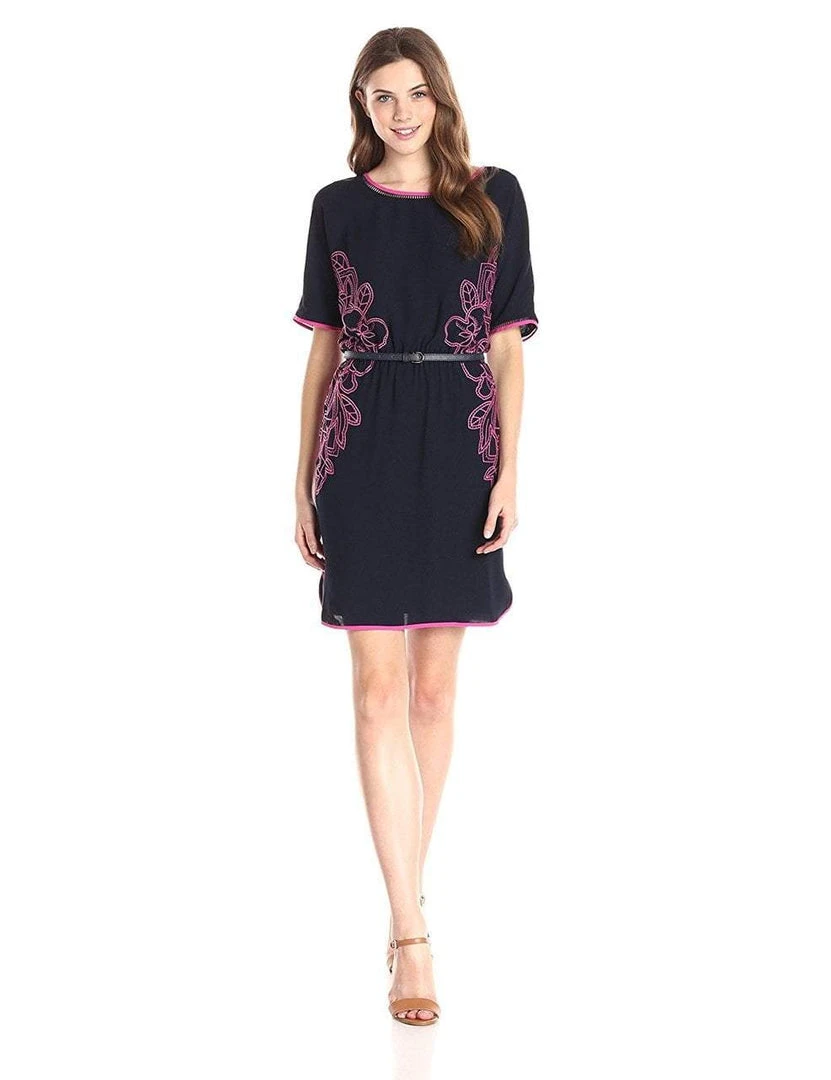 Adrianna Papell - 16PD79730 Embroidered Bateau Neck Column Dress Cocktail Dresses 3 Adrianna Papell - 16PD79730 Embroidered Bateau Neck Column Dress Cocktail Dresses
