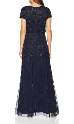 Adrianna Papell - 191906600 Embellished Mesh Blouson Evening Dress Formal Gowns