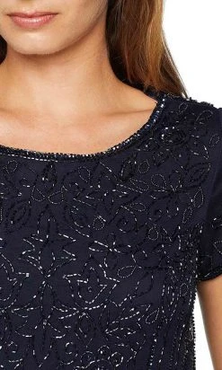 Adrianna Papell - 191906600 Embellished Mesh Blouson Evening Dress Formal Gowns