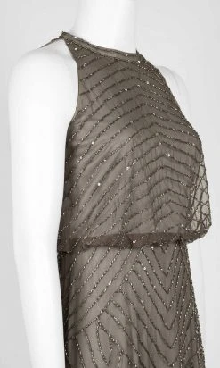 Formal Gowns Adrianna Papell - 191914100 Halter Neck Blouson Beaded Gown