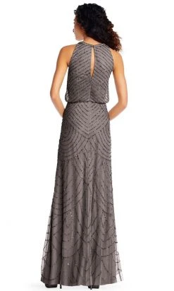 Formal Gowns Adrianna Papell - 191914100 Halter Neck Blouson Beaded Gown