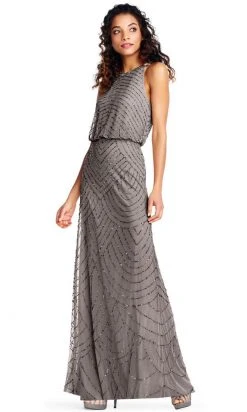 Formal Gowns Adrianna Papell - 191914100 Halter Neck Blouson Beaded Gown