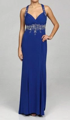 Adrianna Papell - 231M11860 Metallic Beaded Jersey Gown Formal Gowns