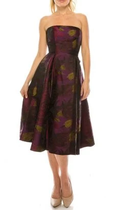 Adrianna Papell - 41887910 Floral Straight Tea Length Dress Cocktail Dresses