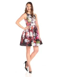 Adrianna Papell - 41912000 Printed Bateau Cocktail Dress Cocktail Dresses