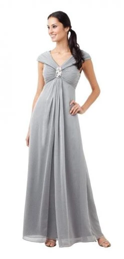 Adrianna Papell - 81850600 Pleated V-neck A-line Dress