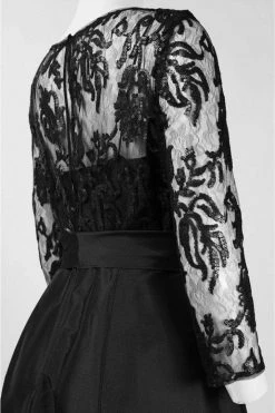 Adrianna Papell - 81916970 Quarter Sleeve Ribbon Ornate High Low Gown Formal Gowns