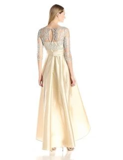 Adrianna Papell - 81916970 Quarter Sleeve Ribbon Ornate High Low Gown Formal Gowns