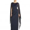 Adrianna Papell - 81917310 Fitted Bateau Dress With Cape Formal Gowns 2 Adrianna Papell - 81917310 Fitted Bateau Dress With Cape Formal Gowns
