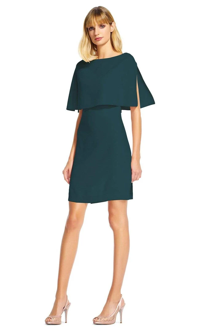 Adrianna Papell - AP1D100716 Popover Cape Crepe Shift Dress 3 Adrianna Papell - AP1D100716 Popover Cape Crepe Shift Dress