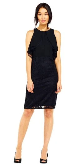 Adrianna Papell - AP1D100739 Flutter Paneled Cape Chiffon Dress Cocktail Dresses