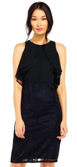 Adrianna Papell - AP1D100739 Flutter Paneled Cape Chiffon Dress Cocktail Dresses