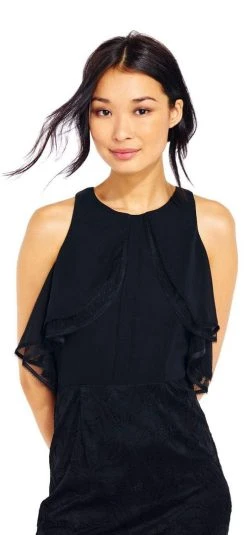 Adrianna Papell - AP1D100739 Flutter Paneled Cape Chiffon Dress Cocktail Dresses