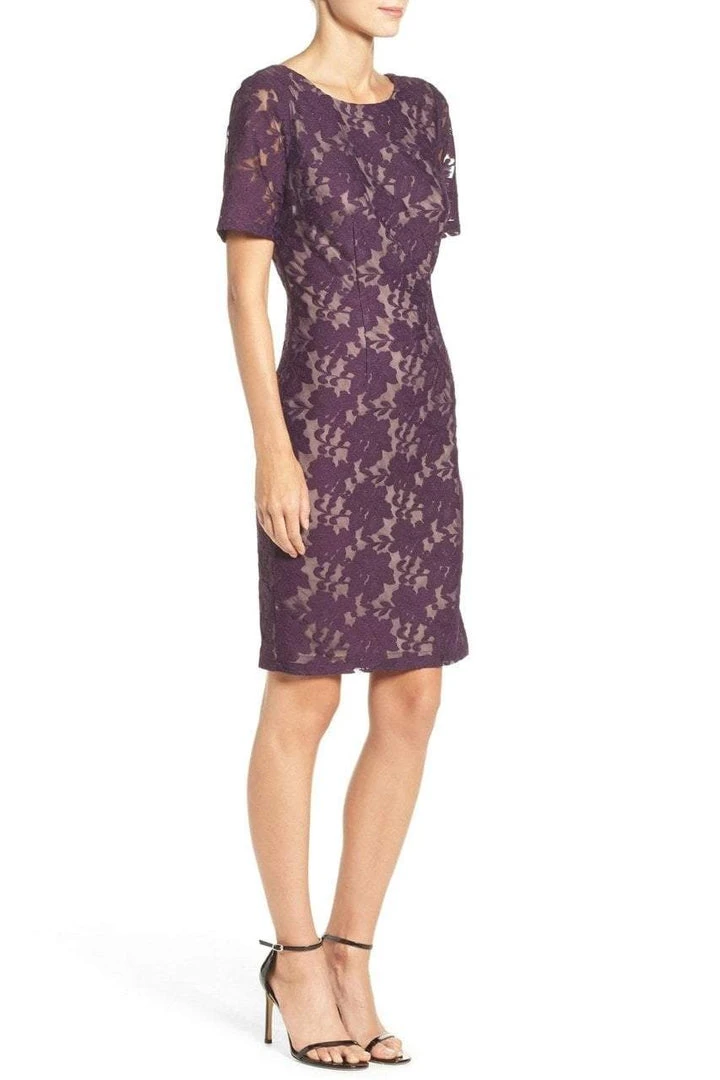 Cocktail Dresses Adrianna Papell - AP1D100772 Lace Bateau Sheath Dress 5 Cocktail Dresses Adrianna Papell - AP1D100772 Lace Bateau Sheath Dress