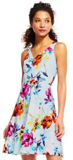 Adrianna Papell - AP1D100808 Floral Print Empire A-Line Dress 10 Adrianna Papell - AP1D100808 Floral Print Empire A-Line Dress