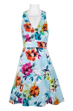 Adrianna Papell - AP1D100808 Floral Print Empire A-Line Dress 11 Adrianna Papell - AP1D100808 Floral Print Empire A-Line Dress