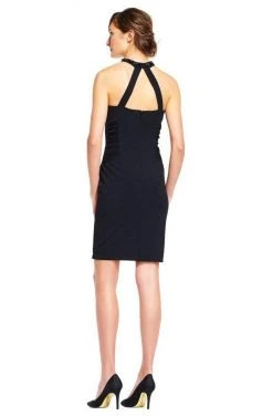 Adrianna Papell - AP1D100855 Embellished Halter Sheath Dress Cocktail Dresses