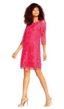 Cocktail Dresses Adrianna Papell - AP1D101153 Floral Embroidered Short Sheath Dress