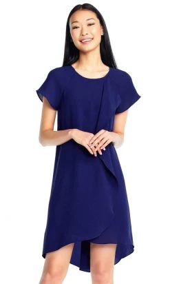 Adrianna Papell - AP1D101223 Gauzy Crepe Flutter Sleeve Shift Dress