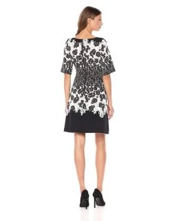 Adrianna Papell - AP1D101503 Lace Print Bateau Cocktail Dress Cocktail Dresses