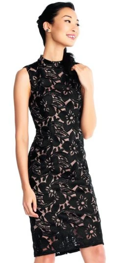 Adrianna Papell - AP1D101525 High Neck Floral Cocktail Dress Cocktail Dresses