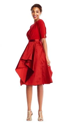 Adrianna Papell - AP1D101549 Bateau Jersey/Taffeta A-line Dress