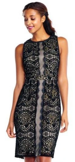 Adrianna Papell - AP1D101560 Sleeveless Velvet Lace Sheath Dress Cocktail Dresses