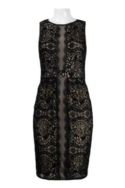 Adrianna Papell - AP1D101560 Sleeveless Velvet Lace Sheath Dress Cocktail Dresses