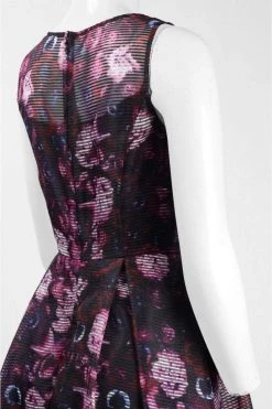 Adrianna Papell - AP1D101885 Printed Jewel Neck Pleated A-line Dress