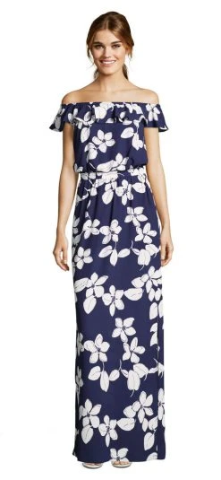 Adrianna Papell - AP1D102274 Floral Off-Shoulder Evening Dress
