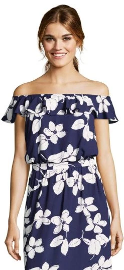 Adrianna Papell - AP1D102274 Floral Off-Shoulder Evening Dress 9 Adrianna Papell - AP1D102274 Floral Off-Shoulder Evening Dress
