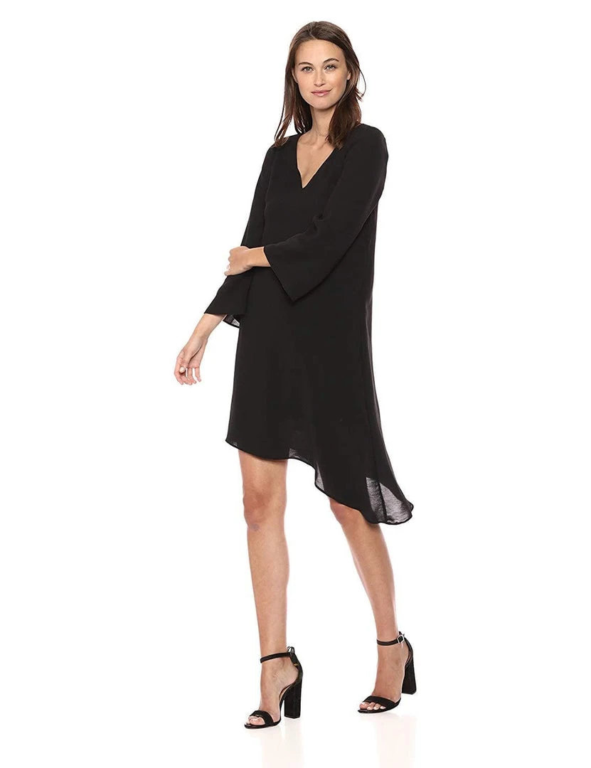 Adrianna Papell - AP1D102336 V-Neck Quarter Sleeves Asymmetrical Dress 3 Adrianna Papell - AP1D102336 V-Neck Quarter Sleeves Asymmetrical Dress