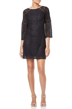 Adrianna Papell - AP1D102465 Quarter Length Sleeve Lace Shift Dress