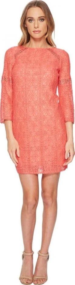 Adrianna Papell - AP1D102465 Quarter Length Sleeve Lace Shift Dress