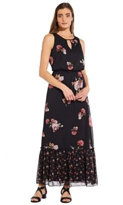 Formal Gowns Adrianna Papell - AP1D102546 Sleeveless Floral Print Chiffon Dress