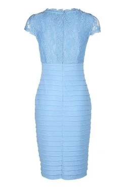 Adrianna Papell - AP1D103085 Lace Applique V-neck Piping Sheath Dress Plus Size Dresses