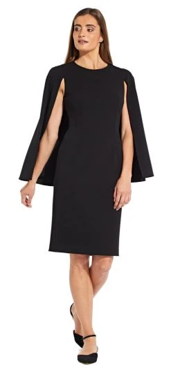 Adrianna Papell - AP1D103195 Jewel Cape Sleeve Cocktail Dress Cocktail Dresses