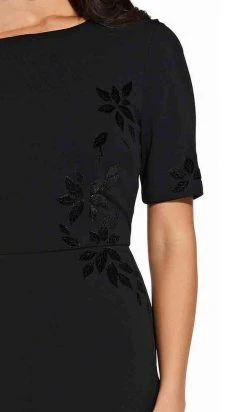 Adrianna Papell - AP1D103623 Short Sleeves Velvet Appliqued Jumpsuit Plus Size Dresses