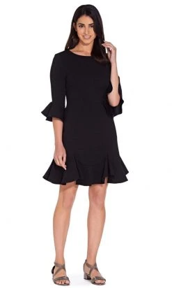 Cocktail Dresses Adrianna Papell - AP1D103627 Quarter Sleeve Flutter Hem Shift Dress