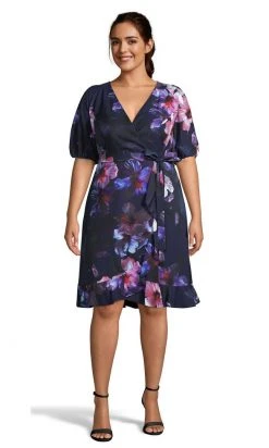 Adrianna Papell - AP1D103770 Floral Print V Neck A-Line Dress Cocktail Dresses