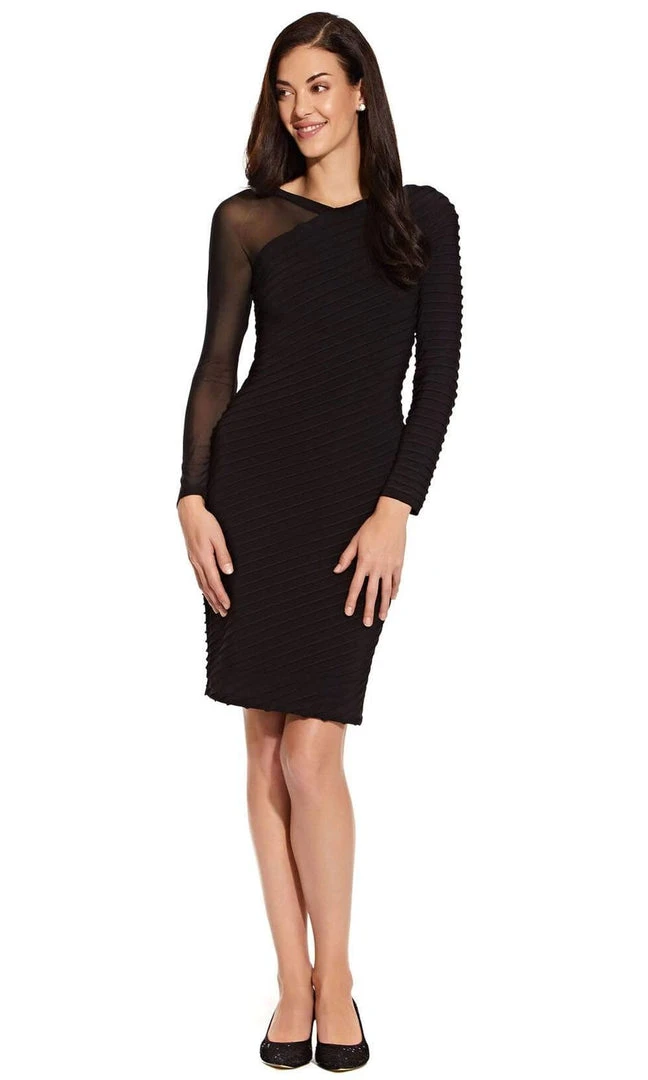 Adrianna Papell - AP1D103839 Long Sleeve Ribbed Fitted Dress 3 Adrianna Papell - AP1D103839 Long Sleeve Ribbed Fitted Dress