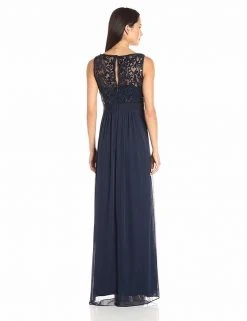 Adrianna Papell - AP1E200117 Embellished Bateau Tulle A-line Dress