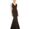 Adrianna Papell - AP1E200147 V-neck Taffeta Trumpet Dress