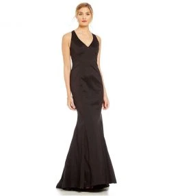 Adrianna Papell - AP1E200147 V-neck Taffeta Trumpet Dress