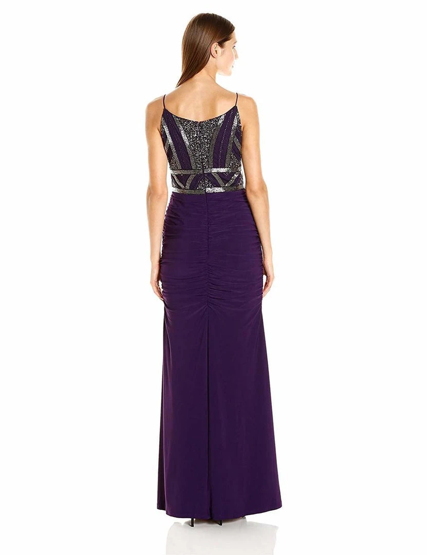 Adrianna Papell - AP1E200204 Embellished V-neck Ruched Sheath Dress 4 Adrianna Papell - AP1E200204 Embellished V-neck Ruched Sheath Dress