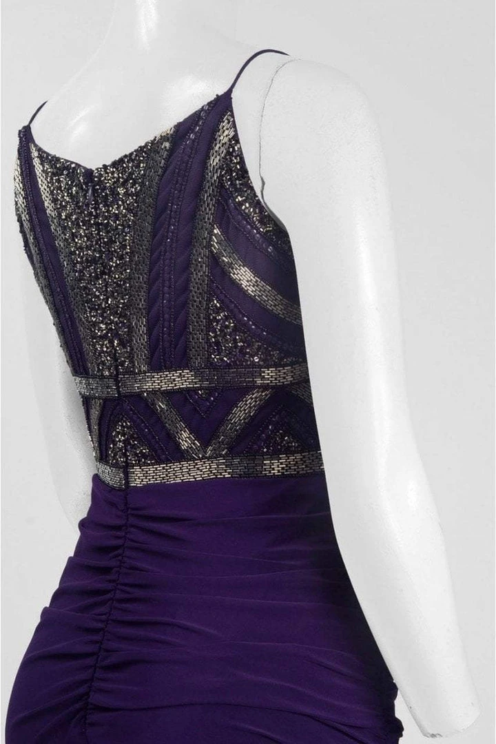 Adrianna Papell - AP1E200204 Embellished V-neck Ruched Sheath Dress 5 Adrianna Papell - AP1E200204 Embellished V-neck Ruched Sheath Dress